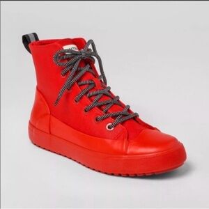 Hunter Red Lace Up Ankle Boots Size 8